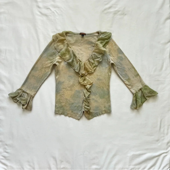 Vintage 90’s Frilly Trumpet Sleeve Top - Picture 3 of 7